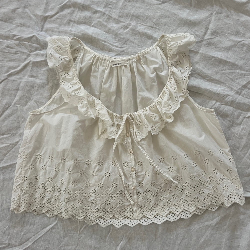 DOEN white eyelet top organic cotton